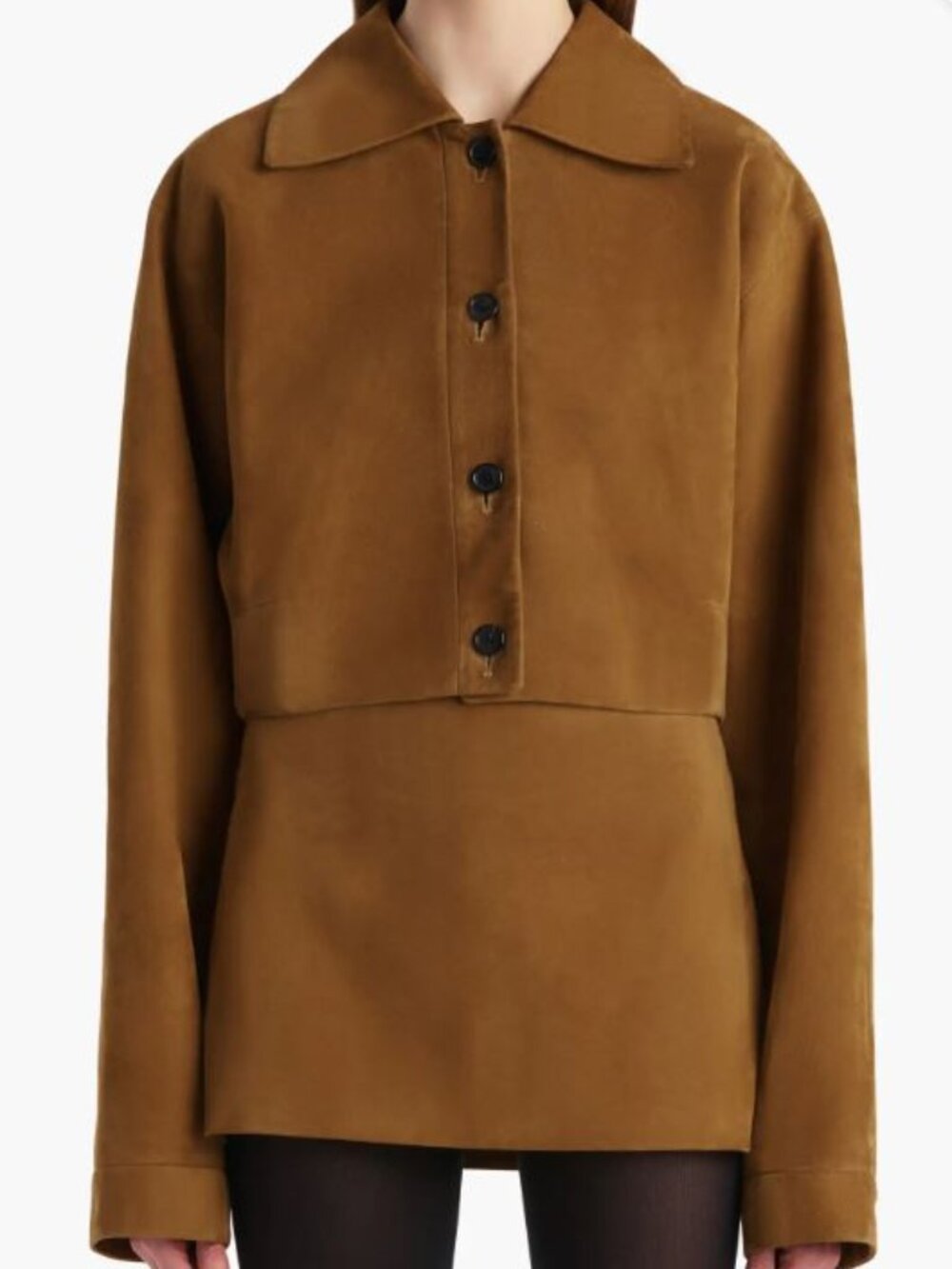 NWT $4400 Khaite Sue Lambskin Suede Leather Crop Jacket - Sz 2 US